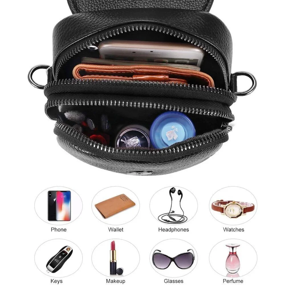 Women's Small Genuine Leather Crossbody Purse Wallet Lightweight Bag
